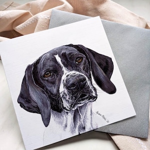 Engelse aanwijzerwenskaart - zwart wit / oranje wit / blanco binnenkant / voor trimmers, dierenartsen en liefhebbers van rassen