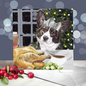 Cardigan Corgis Hund Weihnachtskarten - Festliche Brindle Cardi Grußkarte / Innenseite blanko / Karte vom Hund / Dog Holiday Card Set