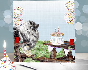 Carte de voeux Keeshond / Variété de cartes d'anniversaire Spitz / Intérieur vierge / Carte Keeshonden / Wolfspitz