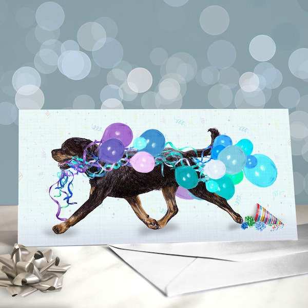 Rottweiler / Carte de voeux d'anniversaire Rottie / Intérieur vierge / Carte d'anniversaire du chien