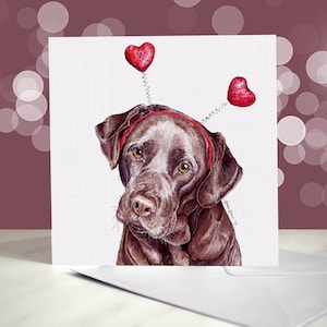 Tarjeta de felicitación de Labrador - Variedad de tarjetas de aniversario de Labrador de chocolate - Tarjeta de "Te amo" para amantes de los perros - Divertido San Valentín de parte del perro
