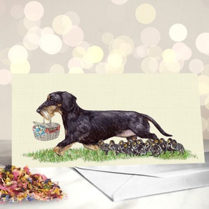 Biglietto di Pasqua con bassotto a pelo duro - Biglietto per la festa della mamma - Varietà di biglietti per mamme di cani bassotti - Regali per genitori di animali domestici - Biglietto per mamme di cani Daxie