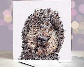 Spanish Water Dog Greeting Card / Curly Dog Notelet / Blank Inside / Gift for Gundog Mom / For Groomers, Vets and Breed Lovers
