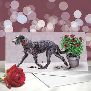 Tarjeta de aniversario de Irish Wolfhound: tarjeta de "Te amo" para amantes de los perros: tarjeta de felicitación de perro de galgo de pelo duro: divertido San Valentín de parte del perro