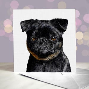 Biglietto d'auguri con il cane Griffon di Bruxelles - Interno vuoto / Griffon di Bruxelles liscio / Griffon ruvido / Biglietto del cane / Piccolo Brabantino / Griff