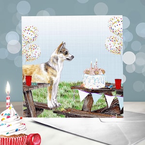 Carte de voeux norvégienne pour chien Lundehund / Cartes d'anniversaire Lundie / Chien viking nordique / Chien macareux moine norvégien / Cartes d'anniversaire chien maman