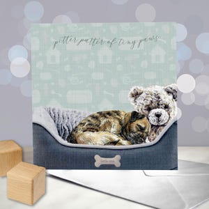 Border Terrier - Biglietto d'auguri per il nuovo cucciolo - Congratulazioni per il nuovo arrivato - Biglietto d'auguri per il nuovo bambino - Annuncio di nascita - Pitter Patter of Paws