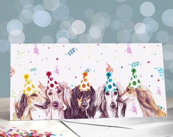 Saluki Birthday Greeting Card / Variety of Party Themed Designs / Blank Inside / Card from the Dog / For Groomers, Vets and Breeders