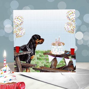 Rottweiler / Carte de voeux d'anniversaire Rottie / Intérieur vierge / Carte d'anniversaire du chien