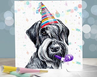 Giant Schnauzer Birthday Cards / Variety of Party Themed Designs / Blank Inside / Card from the Dog / For Groomers, Vets and Breed Lovers