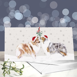 Cartões de Natal do Collie Rough / Guardião de Gado Peludo / Raça de Pastoreio / Em Branco / Cartão do Cachorro / Saudações de Natal
