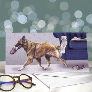 Tarjetas para el Día del Padre con Pastor Belga Tervueren - Tarjeta para papá con perro Tervueren - Regalos para dueños de mascotas - Tarjeta para papá perro de caza - Día del Padre con perro