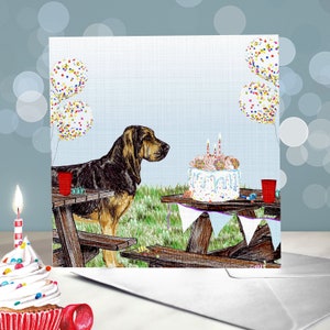 Cartes d'anniversaire de chien limier - carte de chien de chasse / carte d'anniversaire de maman de chien / intérieur vierge / carte du chien