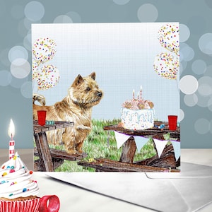 Verjaardagskaarten Norwich Terrier-hond / Black and Tan Terrier-wenskaart / Blanco binnenkant / Kaart van de hond / Cadeau voor hondenliefhebbers