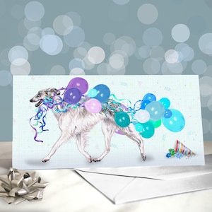 Silken windhond verjaardagswenskaarten / Harige Lurcher windhond Saluki-kruis / Blanco binnenkant / Kaart van de hond