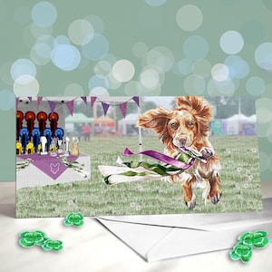 Carte porte-bonheur Cocker spaniel - qualifié pour la décoration de banc Crufts - carte de félicitations pour exposition canine - remerciement des juges - cadeau d'agilité