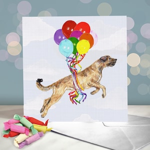 Irischer Wolfshund Grußkarte zum Geburtstag / Haarige Windhunde / Lurcher / Innen leer / Karte vom Hund