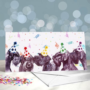 Riesenschnauzer Geburtstagskarten / Verschiedene Party-Designs / Innen leer / Karte vom Hund / Für Tierpfleger, Tierärzte und Rasseliebhaber
