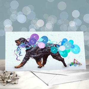 Gordon Setter Birthday Greeting Card / Variety of Party Themed Designs / Blank Inside / Card from the Dog / For Groomers, Vets and Breeders Party Planner