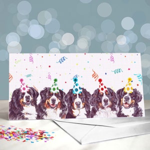 Bernese Mountain Dog Birthday Greeting Card / Berner Sennenhund / Various Party Designs / Blank Inside / Card from the Dog