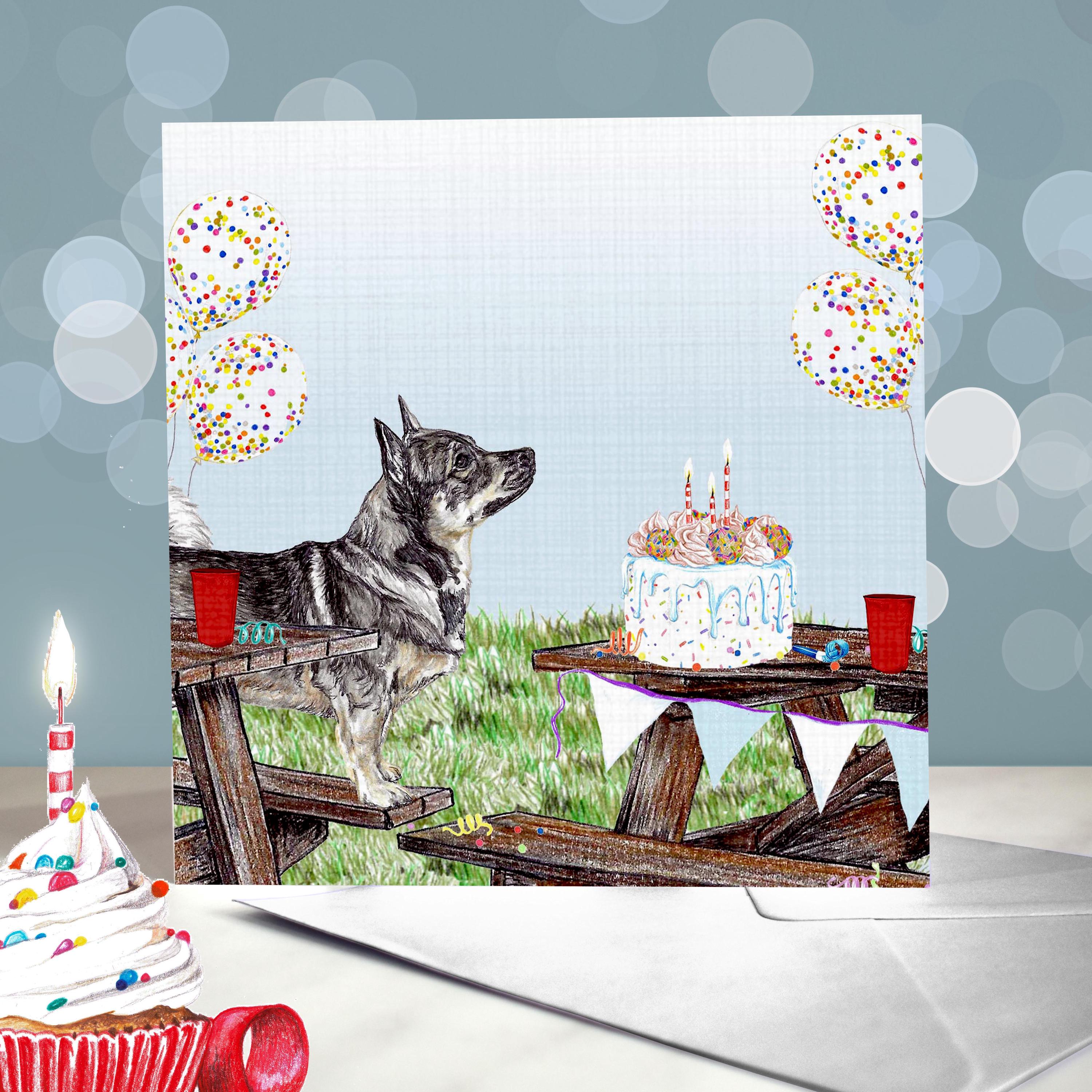 Szwedzki Vallhund Kartka urodzinowa / Pusta w środku / Kartka od psa - Ulubione prezenty dla weterynarzy, groomerów i miłośników psów