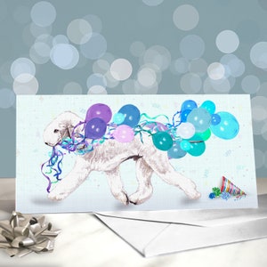Biglietti di auguri di compleanno Bedlington Terrier / Interno vuoto / Biglietto dal cane