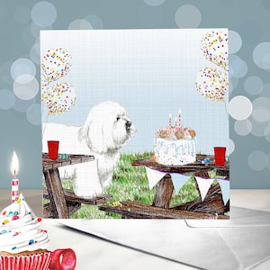 Cartões de aniversário de Coton de Tulear - Cachorros brancos e fofinhos / Em branco por dentro / Cartão do cachorro