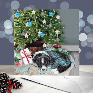 Biglietti di Natale con il cane Border Collie / Biglietto di auguri per le feste con il cane da pastore / Auguri di buone feste / Interno vuoto / Biglietto dal cane / Cane da agility