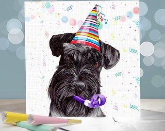 Miniature Schnauzer Birthday Greeting Cards / Pepper and Salt Schnauzer / Blank Inside / Card from the Dog / Favourite Breed on Gift Card
