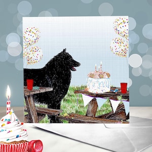 Biglietto di auguri di compleanno Groenendael belga / Interno vuoto / Biglietto dal cane / Per toelettatori, veterinari e amanti della razza