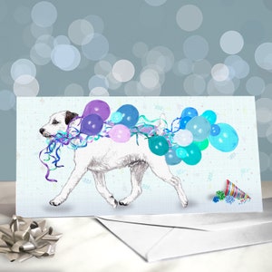 Parson Russell Terriers Birthday Card with Party Hats / Blank Inside / Card from the Dog