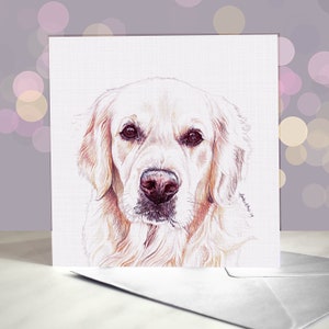 Golden retriever-wenskaart hond / blanco binnenkant / kaart van de Goldie-hond / voor trimmers, dierenartsen en liefhebbers van rassen / jachtcadeau