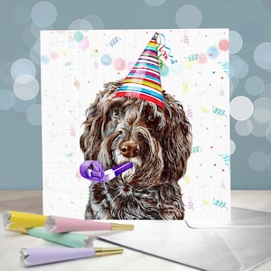Tarjetas de felicitación de cumpleaños para cockapoo / Interior en blanco / Tarjeta del perro / Regalos para dueños de labradoodles, cavapoos y doodles