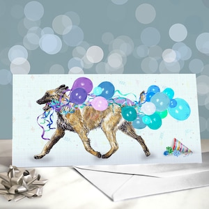 Laekenois - Tarjetas de felicitación de cumpleaños de pastor belga / Interior en blanco / Tarjeta del perro