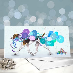 Cartes d'anniversaire pour chien Foxhound anglais - intérieur vierge / carte de voeux Foxhound / carte du chien senteur / cadeau chien de chasse