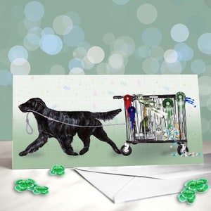 Carte porte-bonheur retriever à poil plat - Qualifiée pour la décoration de banc Crufts - Carte de félicitations pour concours d'exposition canine - Merci des juges