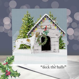 Cartes de Noël de chien d'arrêt anglais / carte de voeux noir et blanc de chien d'arrêt / pointeur orange et blanc / chien de chasse festif / blanc à l'intérieur