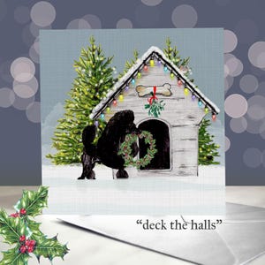Toy Poodle Dog Christmas Cards / Santa Hats on Five Different Coloured Toy Poodles / Poodle in Puppy Pants / Caniche Dog Holiday Card Set
