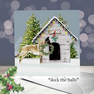 Belgian Malinois Christmas Greeting Card / Festive Mali Dog / Blank Inside / Card from the Dog / Belgian Shepherd Dog Holiday Card Set