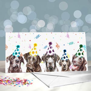 ラブラドール カード - チョコレート ラブラドールの誕生日カード各種 / 内側は空白 / 犬からのカード / ギフトに人気のガンドッグ種