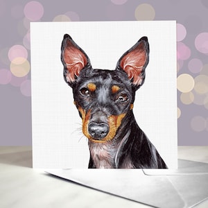 Cartão de felicitações para Toy Terrier Inglês Preto e Castanho / ETT / Em branco por dentro / Cartão do cão / Para tratadores, veterinários e amantes da raça