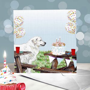 Carte d'anniversaire de chien kuvasz / carte de voeux kuvasz hongroise / intérieur vierge / carte du chien / gardien de troupeau / carte de maman chien blanc