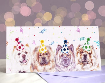 Cartes d'anniversaire Chow Chow / Variété de modèles sur le thème de la fête / Intérieur vierge / Carte du chien / Pour les toiletteurs, les vétérinaires et les amateurs de races