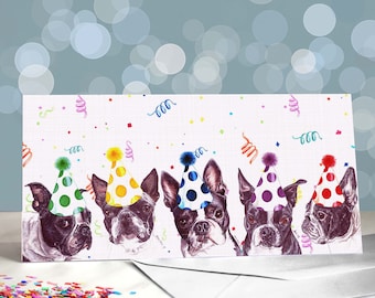 Boston Terrier Birthday Greeting Cards - Tuxedo Dog / Blank Inside / Card from the Dog