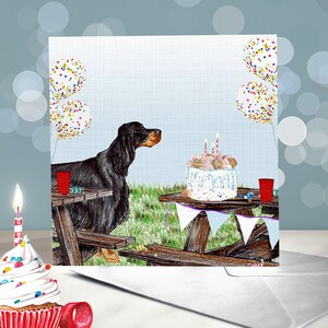 Gordon Setter Birthday Greeting Card / Variety of Party Themed Designs / Blank Inside / Card from the Dog / For Groomers, Vets and Breeders Puppy Dog's Picnic