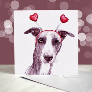 Whippet Jubiläumskarte - I Love You Karte für Windhundliebhaber - Rennhundeliebhaber im Ruhestand Grußkarte - Lustiger Valentinsgruß vom Hund