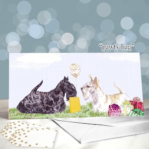 Scottish Terrier Party-wenskaart van de hond / blanco binnenkant / Scottie verjaardag / voor trimmers, dierenartsen en liefhebbers van rassen