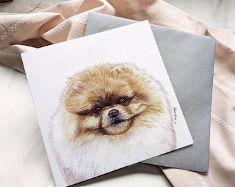 Biglietto di auguri di buon compleanno per cane Pomerania