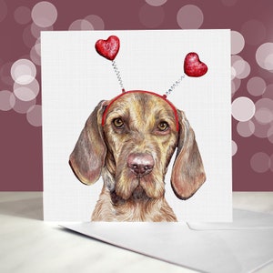 Tarjeta de felicitación de Vizsla húngaro de pelo duro - Variedad de tarjetas de aniversario - Tarjeta de "Te amo" para amantes de los perros - Divertido San Valentín de parte del perro