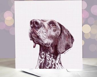 German Shorthaired Pointer Greeting Card - Liver and White / Blank Inside / For Groomers, Vets and Breed Lovers